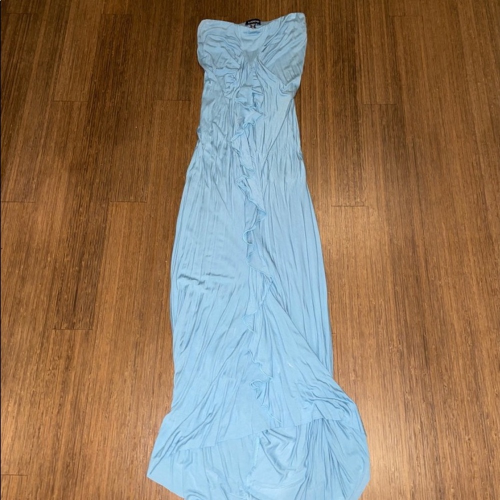 Bebe Light Blue Summer Stretchy Strapless Long Beach Sun Dress